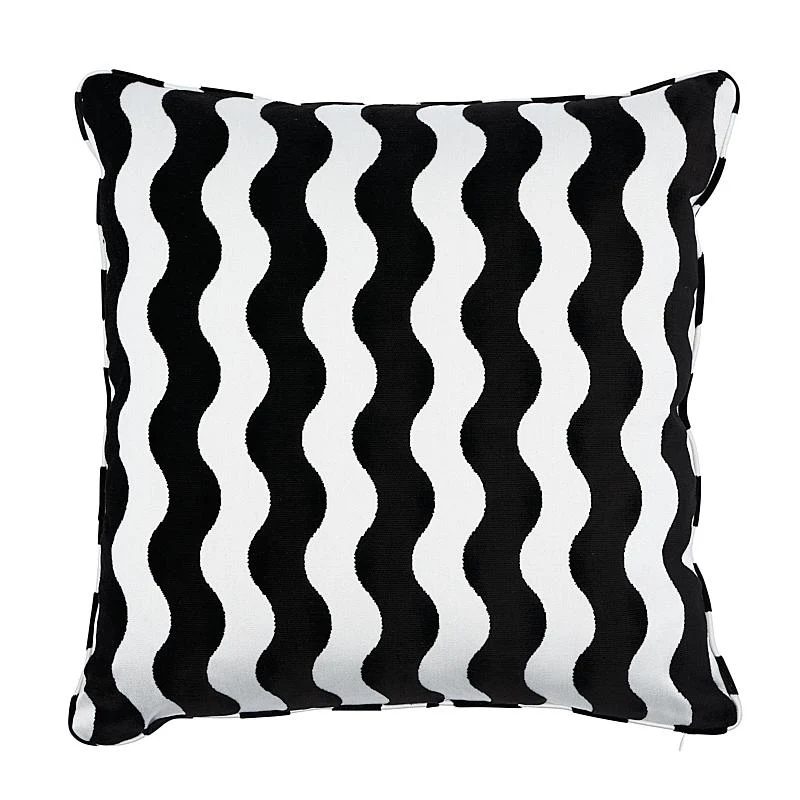 Schumacher Black 22" X 22" The Wave Pillow