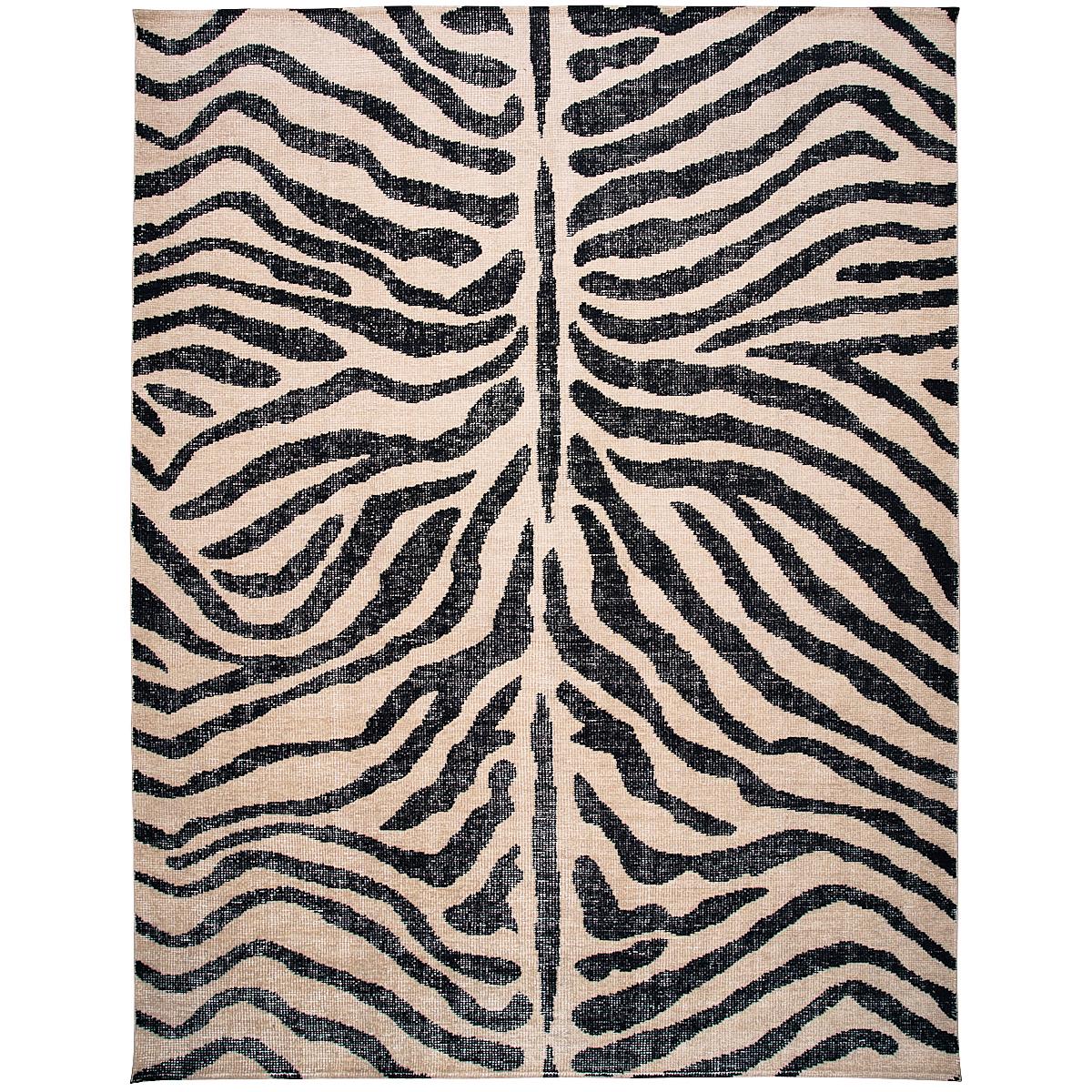 Schumacher Black & Ivory 8' X 10' Zebre Hand-Knotted Rug