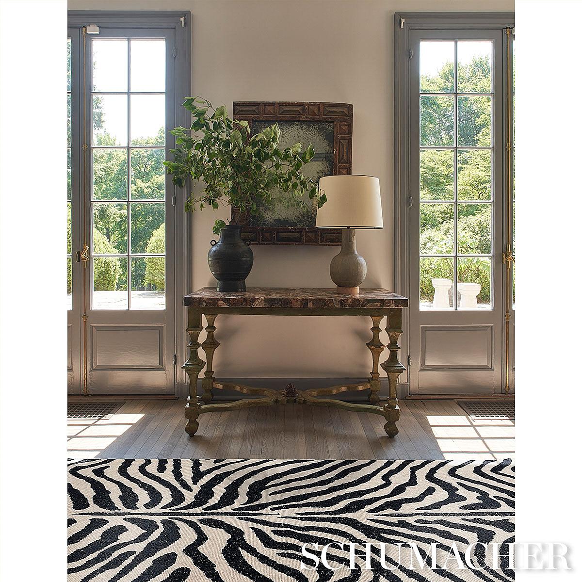 Schumacher Black & Ivory 8' X 10' Zebre Hand-Knotted Rug - Image 5