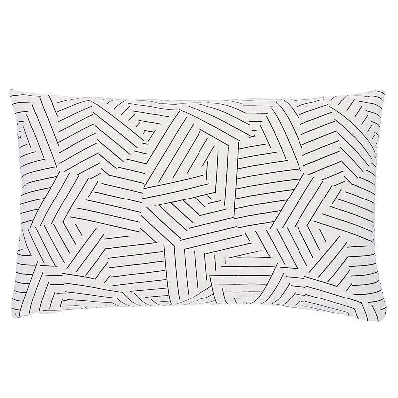 Schumacher Black & White 20" X 14" Deconstructed Stripe Pillow