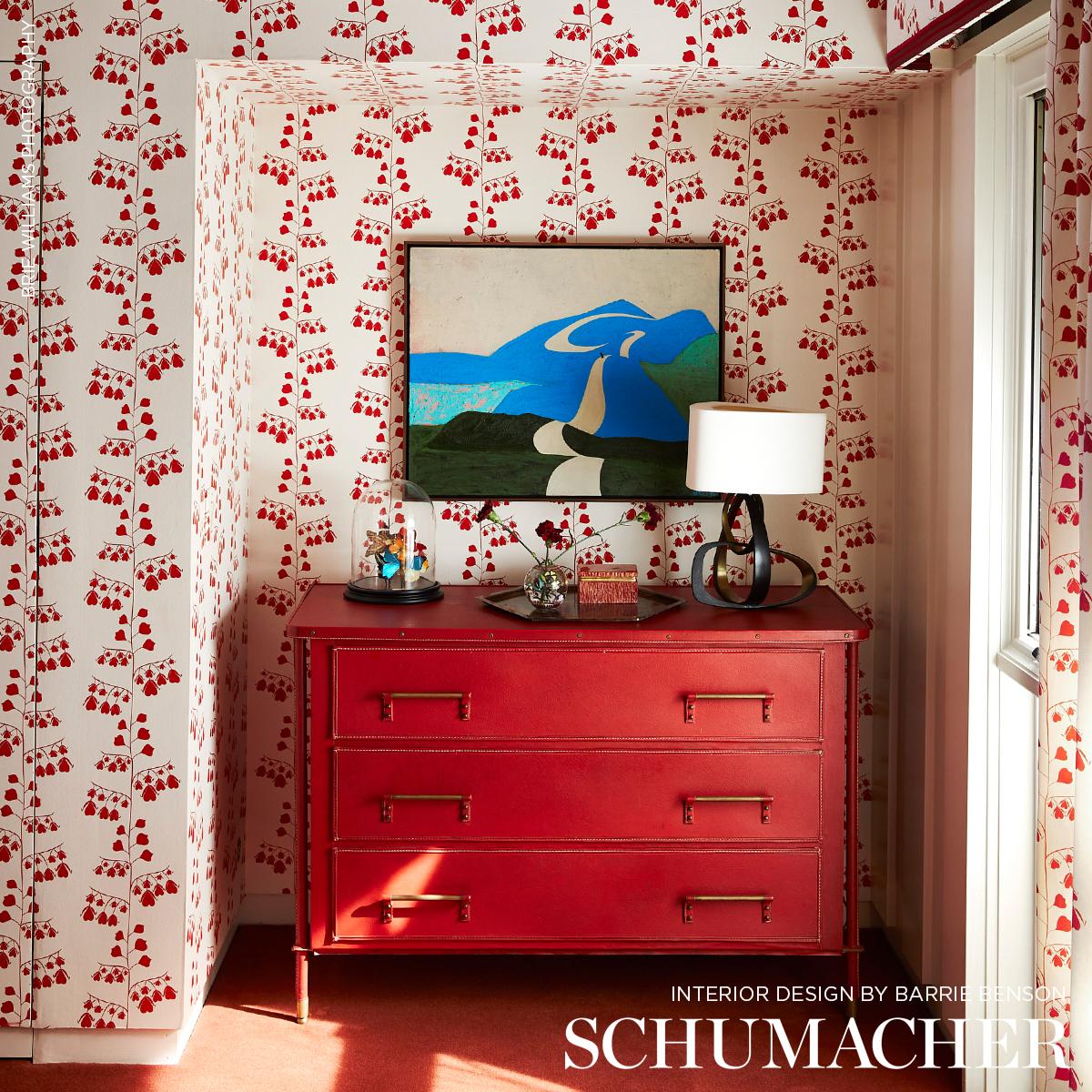 Schumacher Bleeding Hearts Red Wallpaper - Image 6