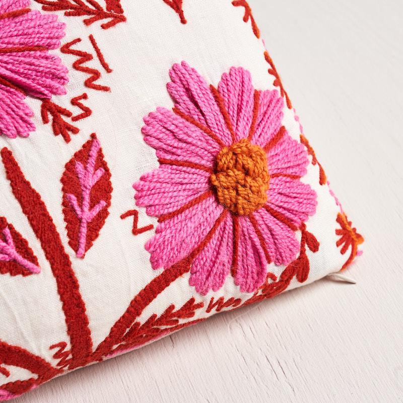 Schumacher Blossom 15" X 9" Marguerite Embroidery Pillow A - Image 4