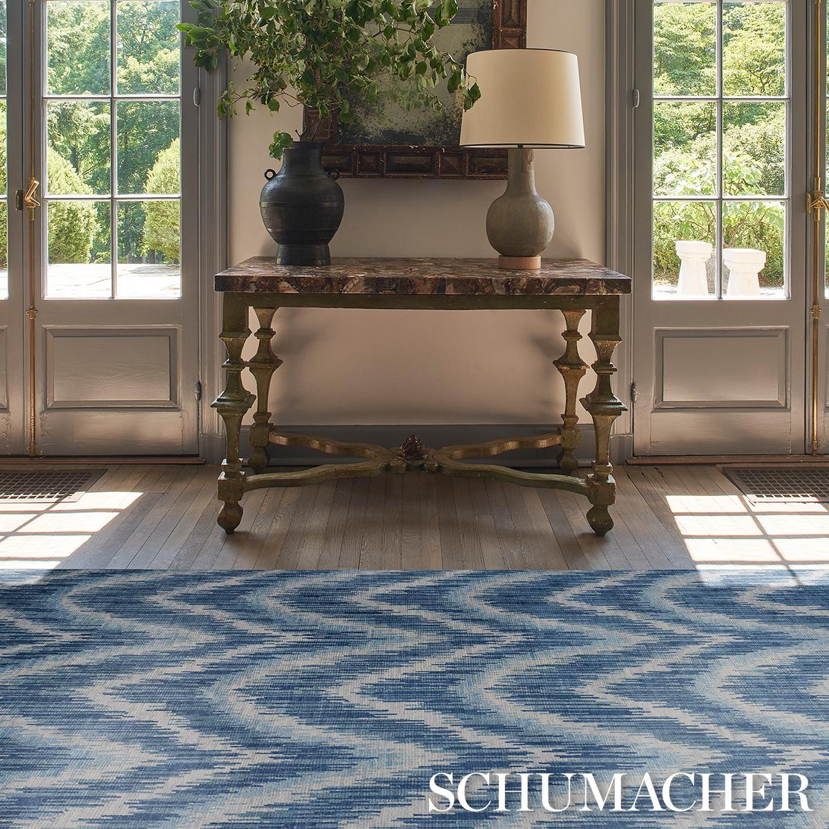 Schumacher Blue 15' X 11' Venetian Flamestitch Rug - Image 5