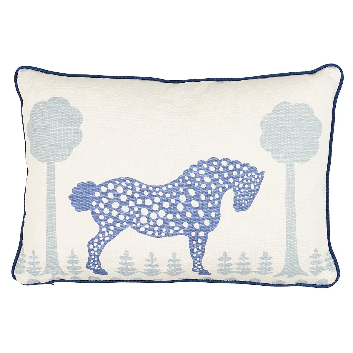 Schumacher Blue 18" X 12" Polka Dot Pony Pillow - Image 2