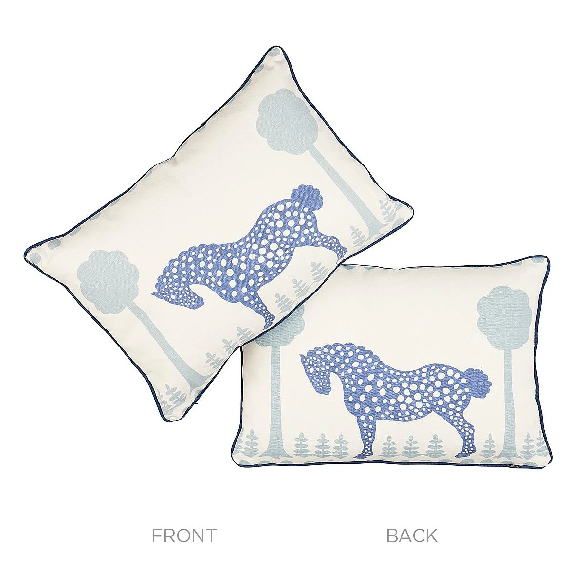 Schumacher Blue 18" X 12" Polka Dot Pony Pillow - Image 3