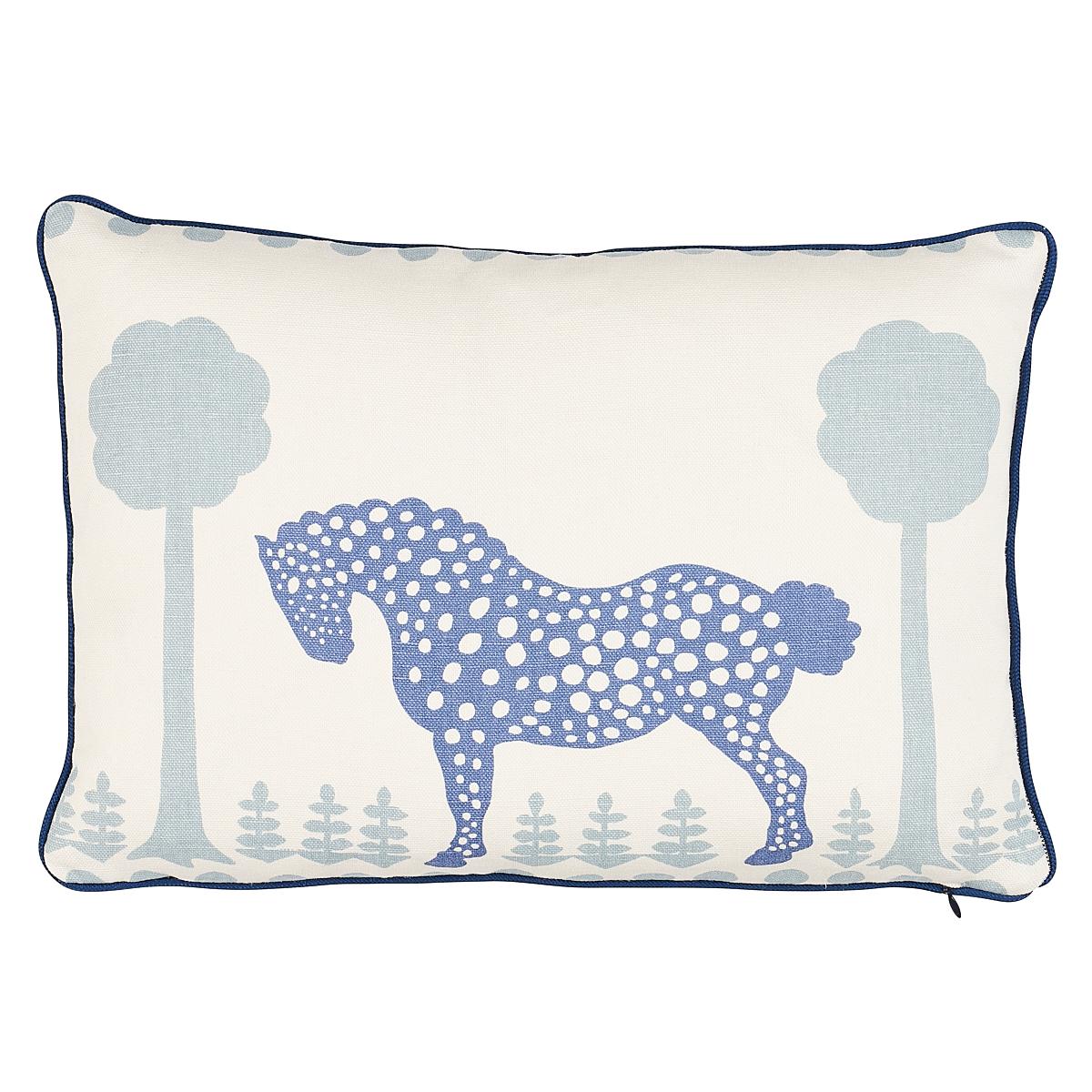 Schumacher Blue 18" X 12" Polka Dot Pony Pillow - Image 4
