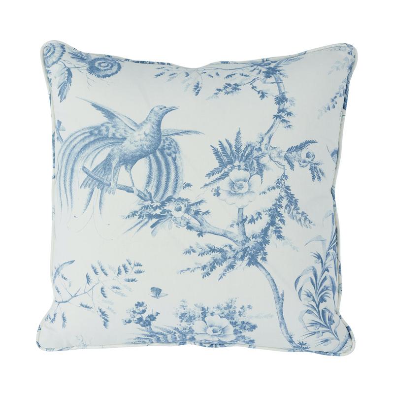 Schumacher Blue 18" X 18" Toile De La Prairie Pillow - Image 2