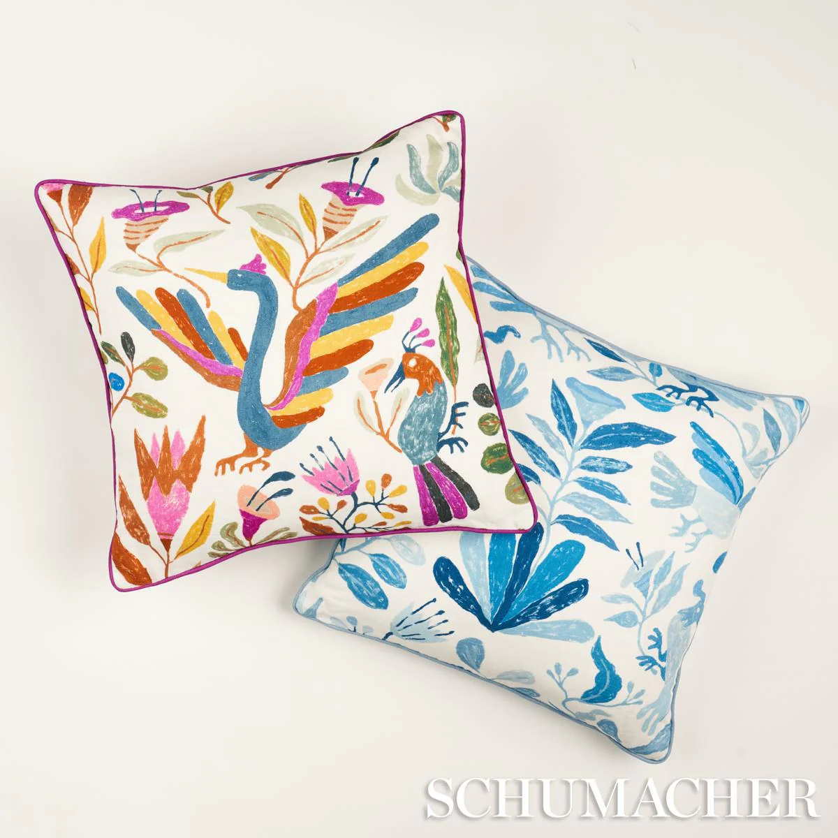 Schumacher Blue Birds 22" X 22" Canopy Pillow - Image 5
