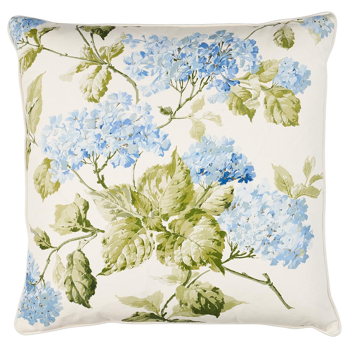 Schumacher Blue Hydrangea 22" X 22" Summer Hydrangea Pillow - Image 2