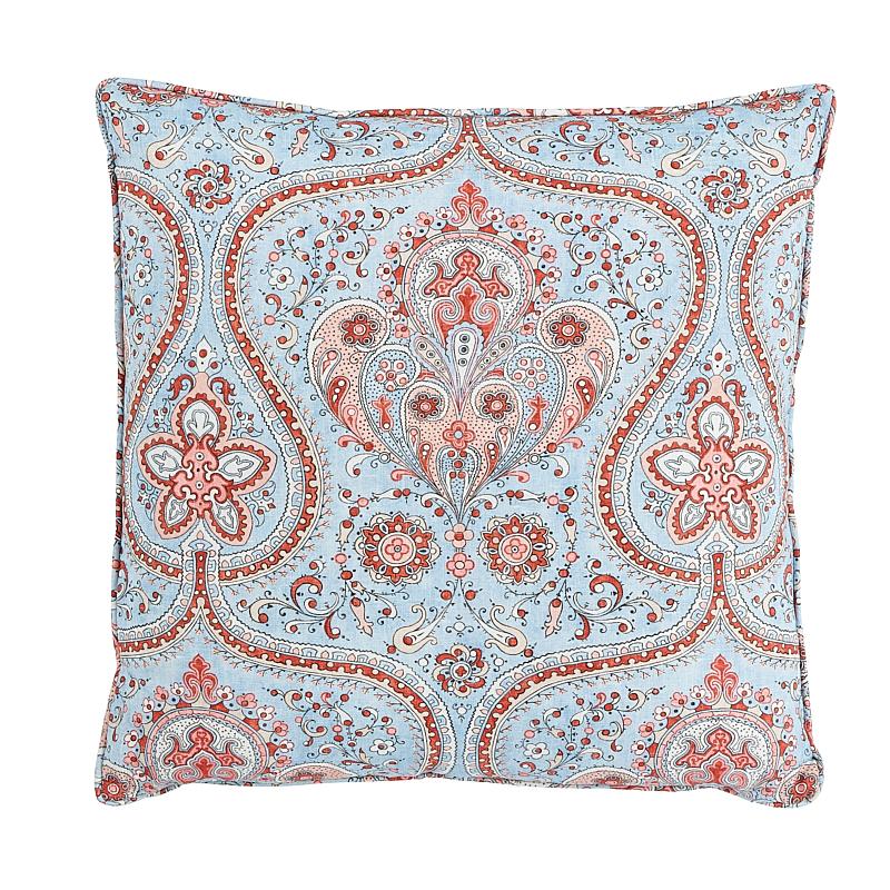 Schumacher Blue & Rose 20" X 20" Paisley Court Pillow - Image 2
