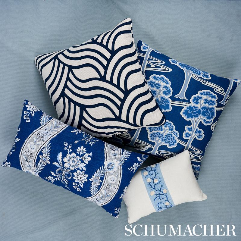 Schumacher Blue & White 22" X 22" Tree River Pillow - Image 4