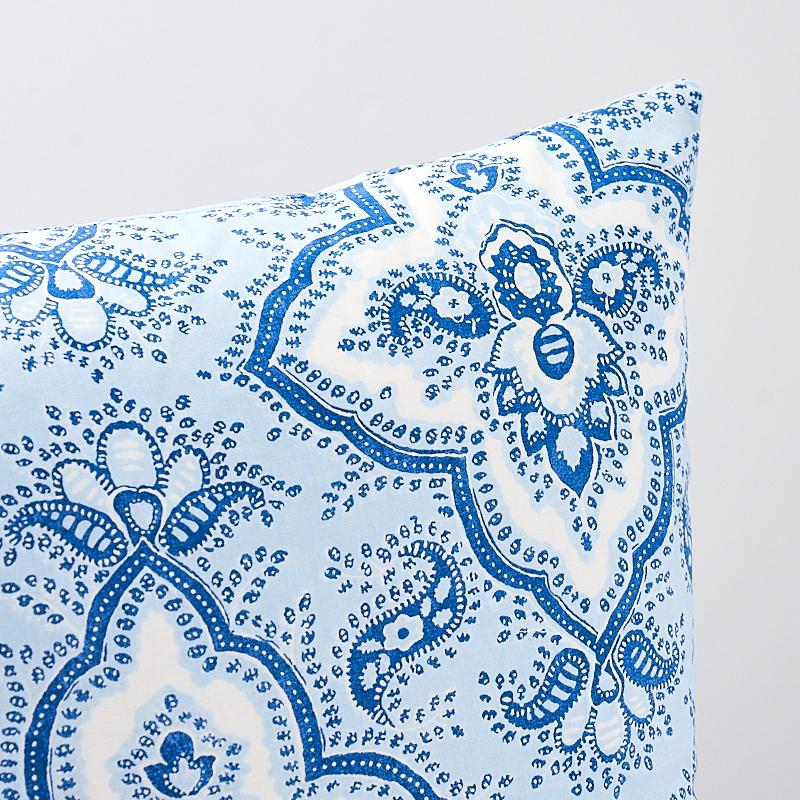 Schumacher Blues 22" X 22" Amalia Medallion Pillow - Image 3