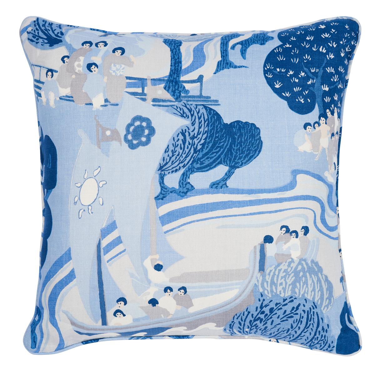 Schumacher Blues 22" X 22" Pearl River Pillow