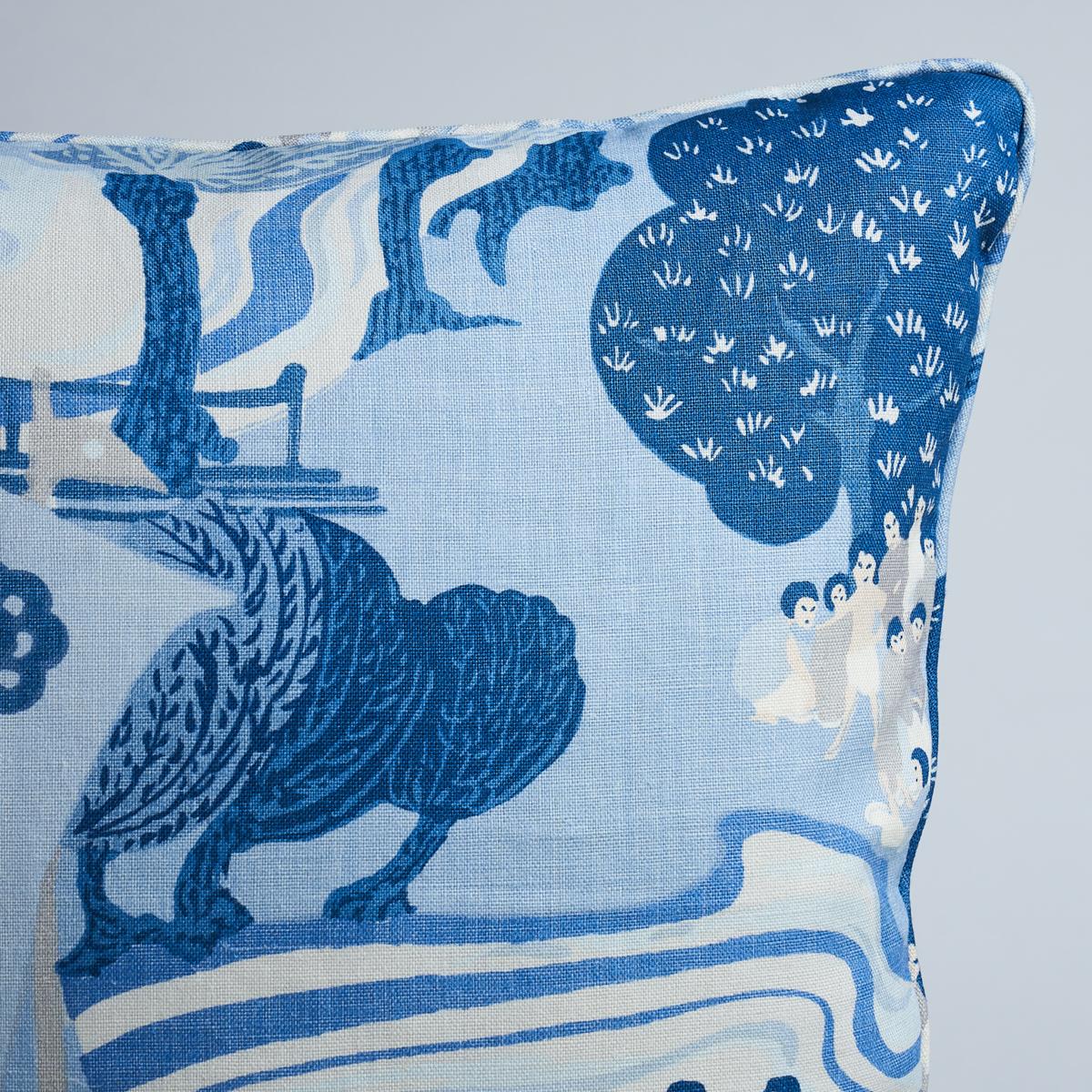 Schumacher Blues 22" X 22" Pearl River Pillow - Image 3