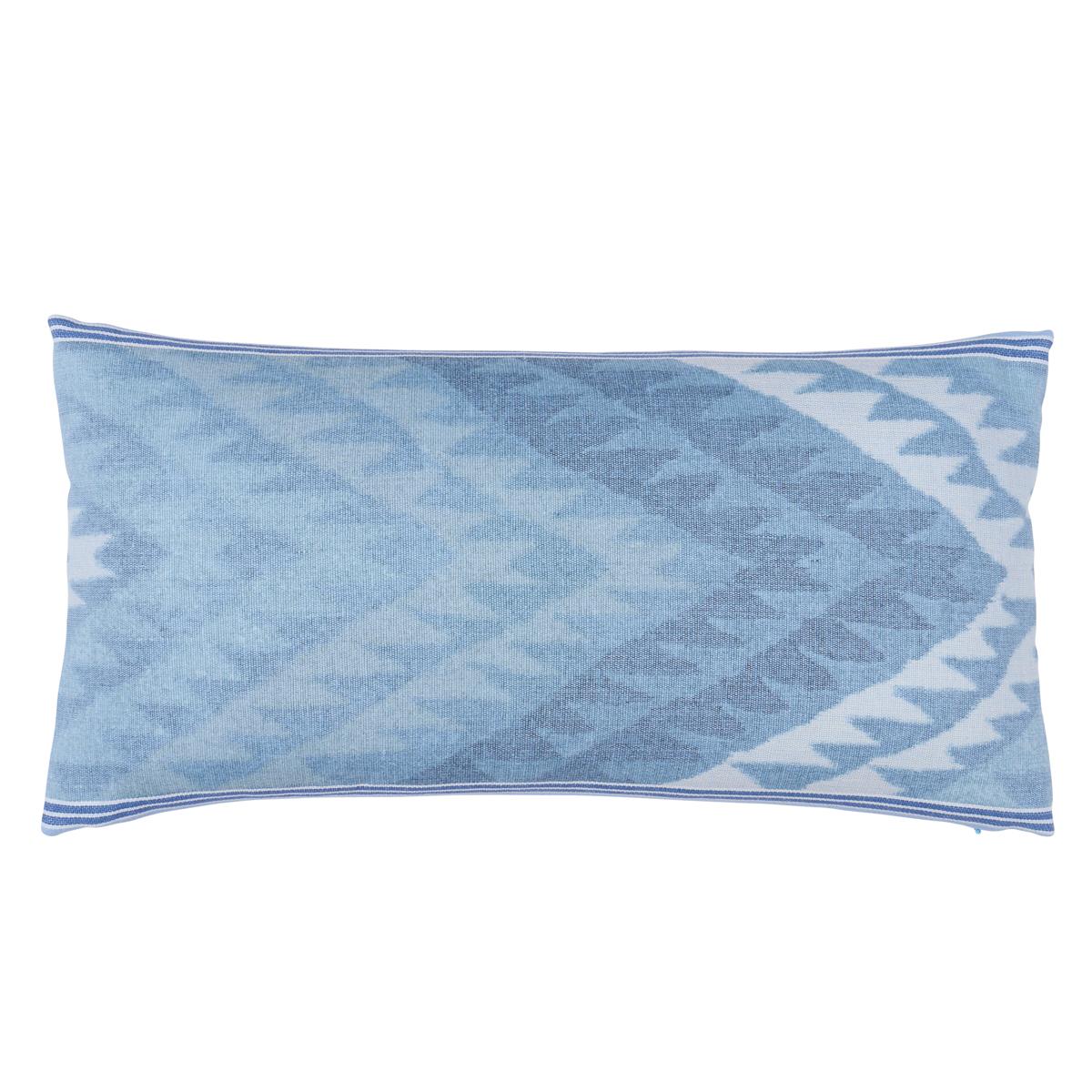Schumacher Blues 24" X 12" Shabba Warp Print Pillow