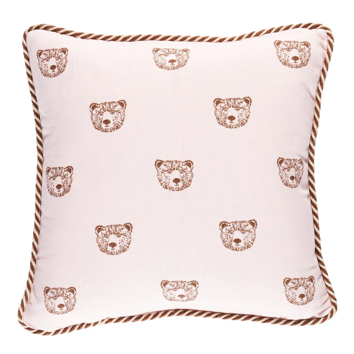 Schumacher Blush 16" X 16" Bear Print Pillow
