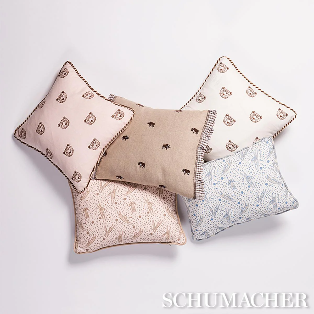 Schumacher Blush 16" X 16" Bear Print Pillow - Image 3