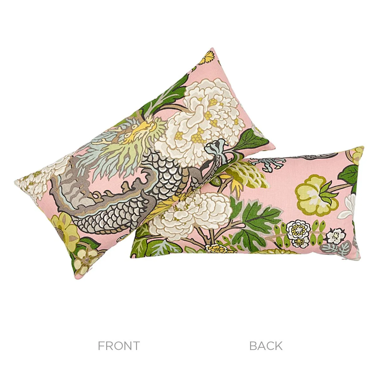Schumacher Blush 24" X 12" Chiang Mai Dragon Pillow - Image 3