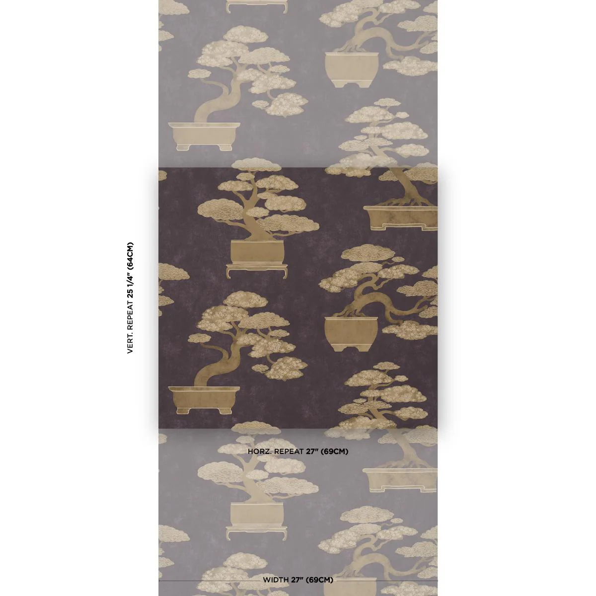 Schumacher Bonsai Tree Aubergine Wallpaper - Image 2