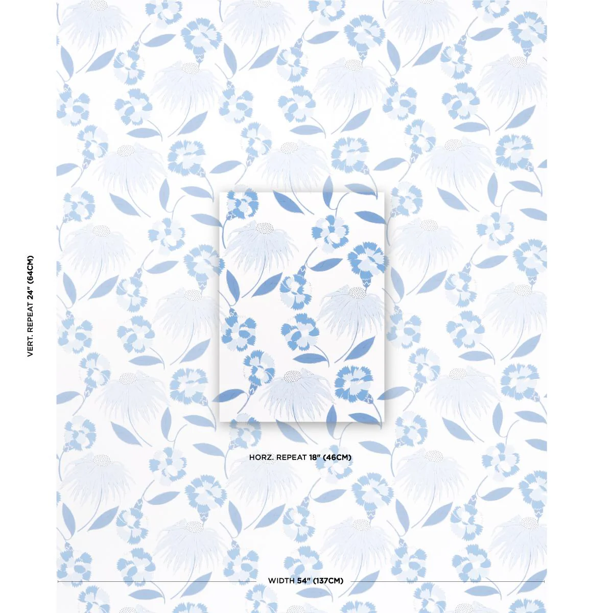 Schumacher Bouquet Toss Afternoon Blue Wallpaper - Image 2
