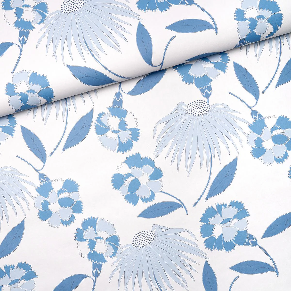 Schumacher Bouquet Toss Afternoon Blue Wallpaper - Image 4