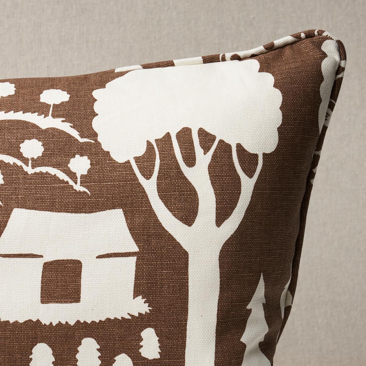 Schumacher Brown 20" X 14" Farm Scene Pillow - Image 2