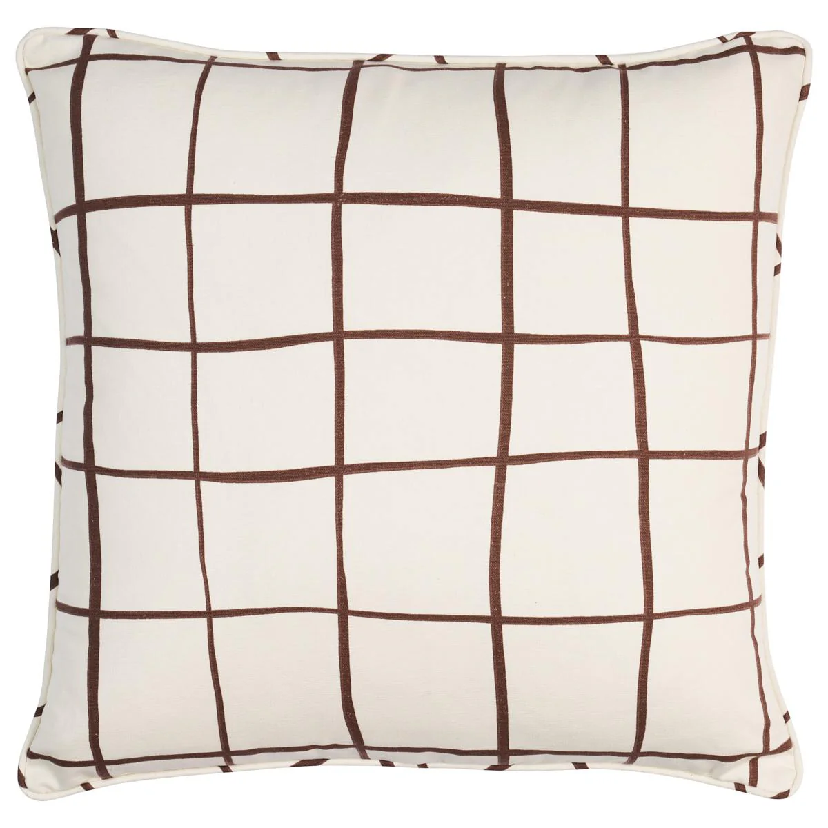 Schumacher Brown 20" X 20" Painterly Windowpane Pillow - Image 2