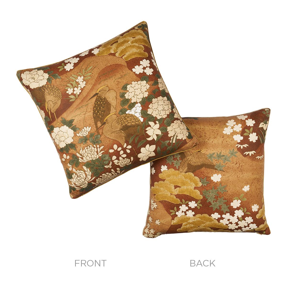 Schumacher Burgundy 18" X 18" Golden Hills Pillow - Image 3