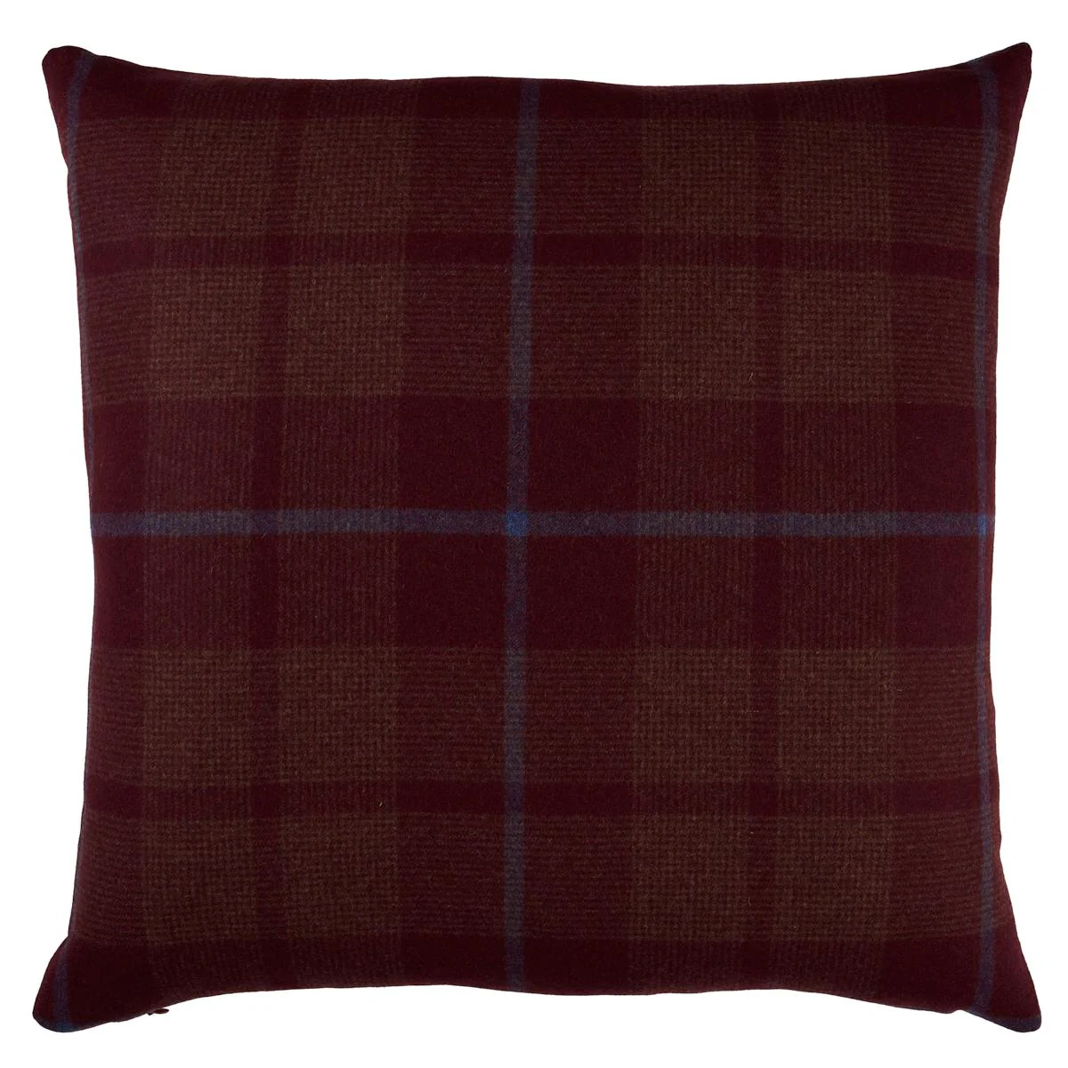 Schumacher Burgundy 22" X 22" Montana Wool Plaid Pillow
