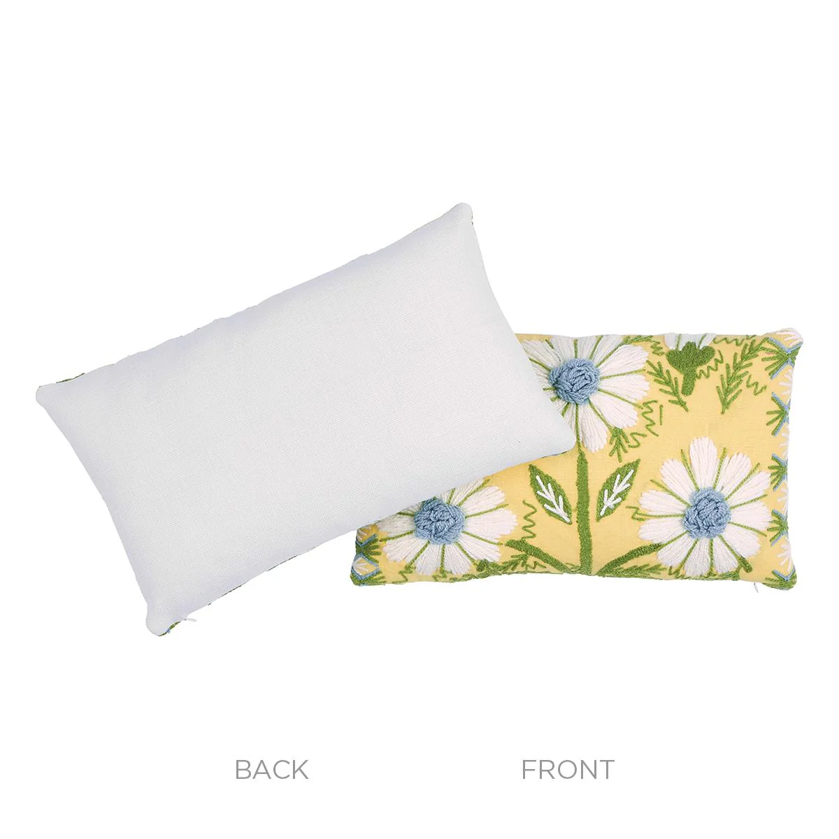 Schumacher Buttercup 15" X 9" Marguerite Embroidery Pillow A - Image 3