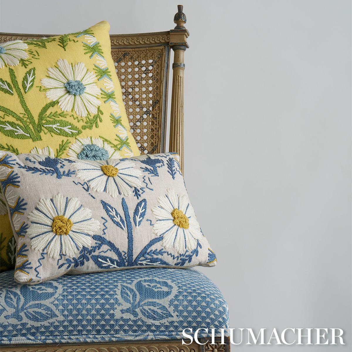Schumacher Buttercup 20" X 20" Marguerite Embroidery Pillow - Image 5