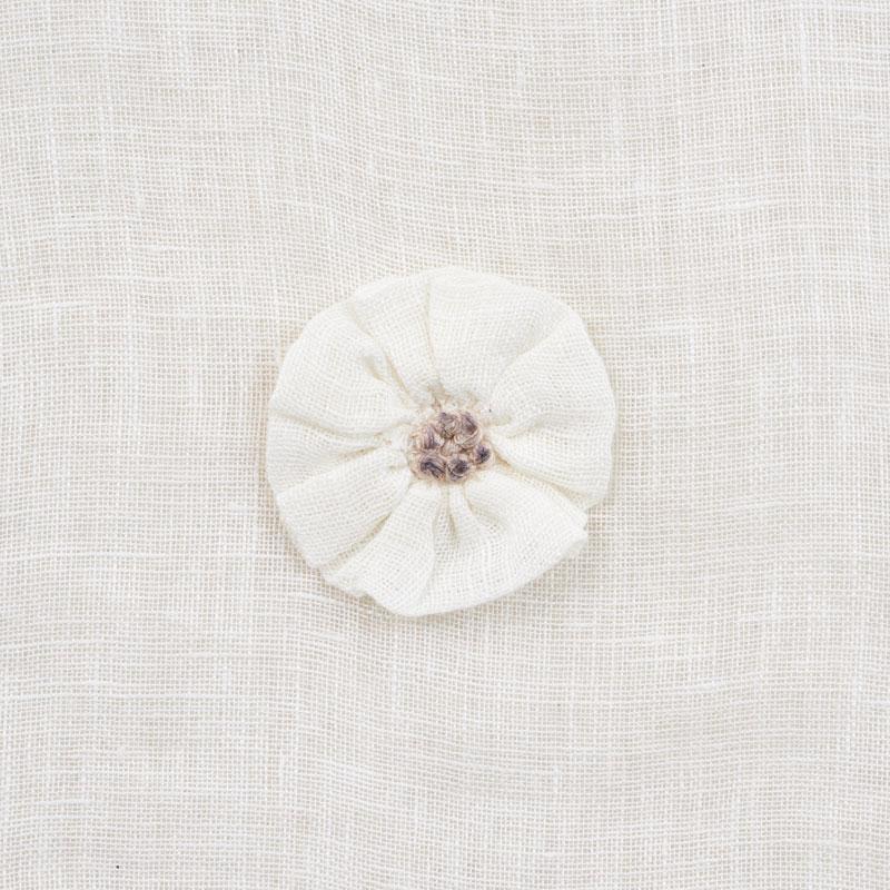 Schumacher Button Flower Sheer Ivory Fabric - Image 3
