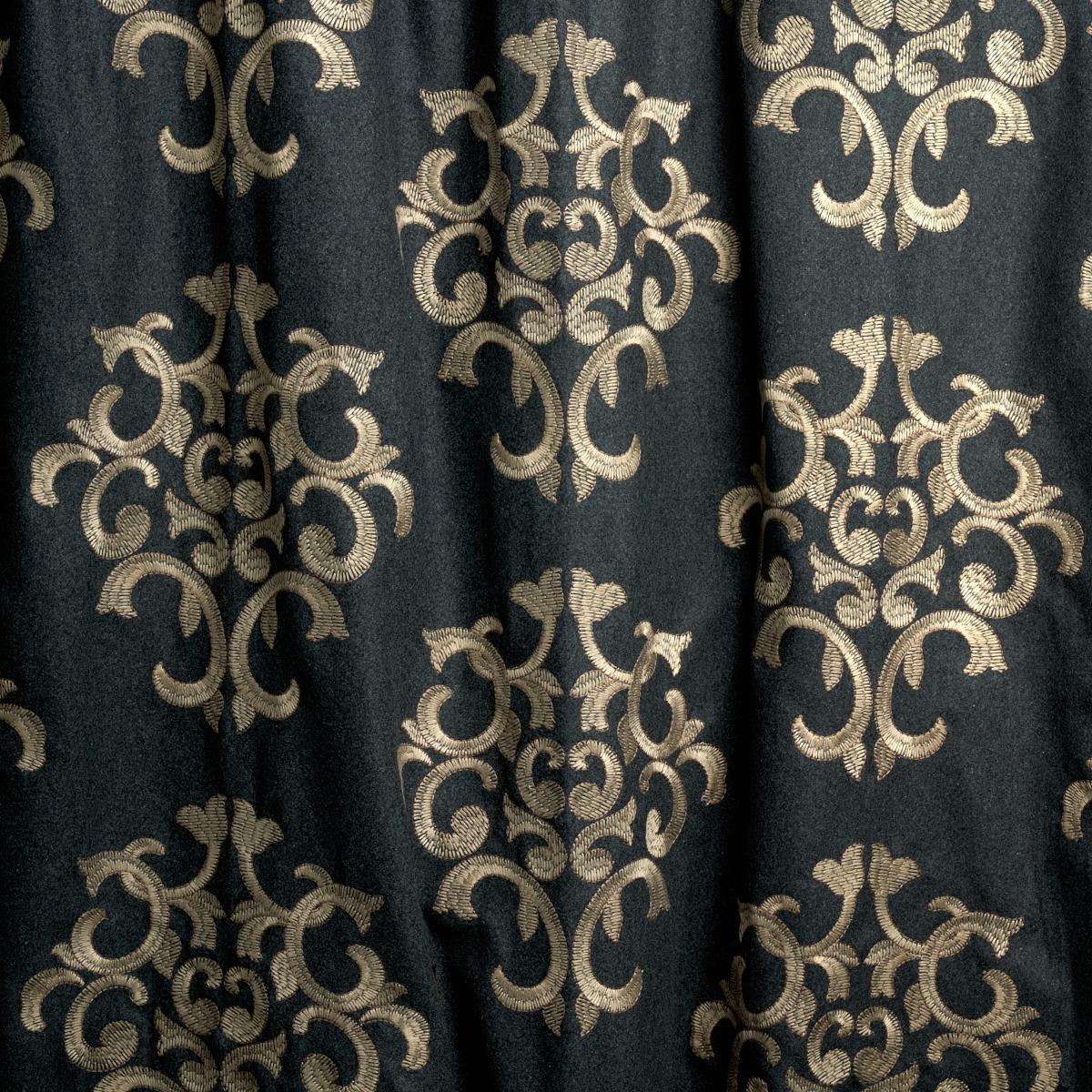 Schumacher Byron Embroidered Wool Charcoal Fabric - Image 4