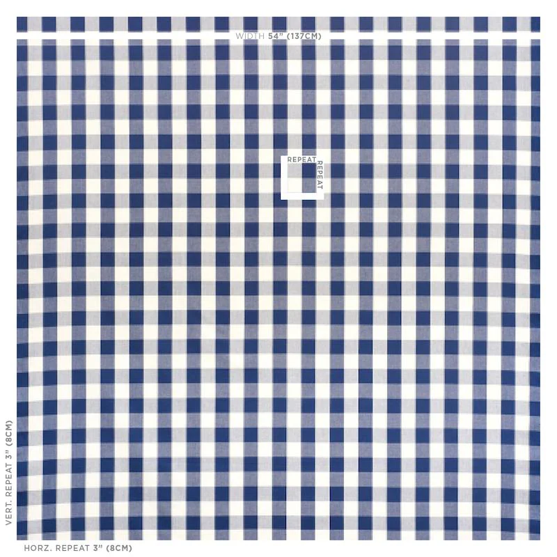 Schumacher Camden Cotton Check Navy Fabric - Image 2