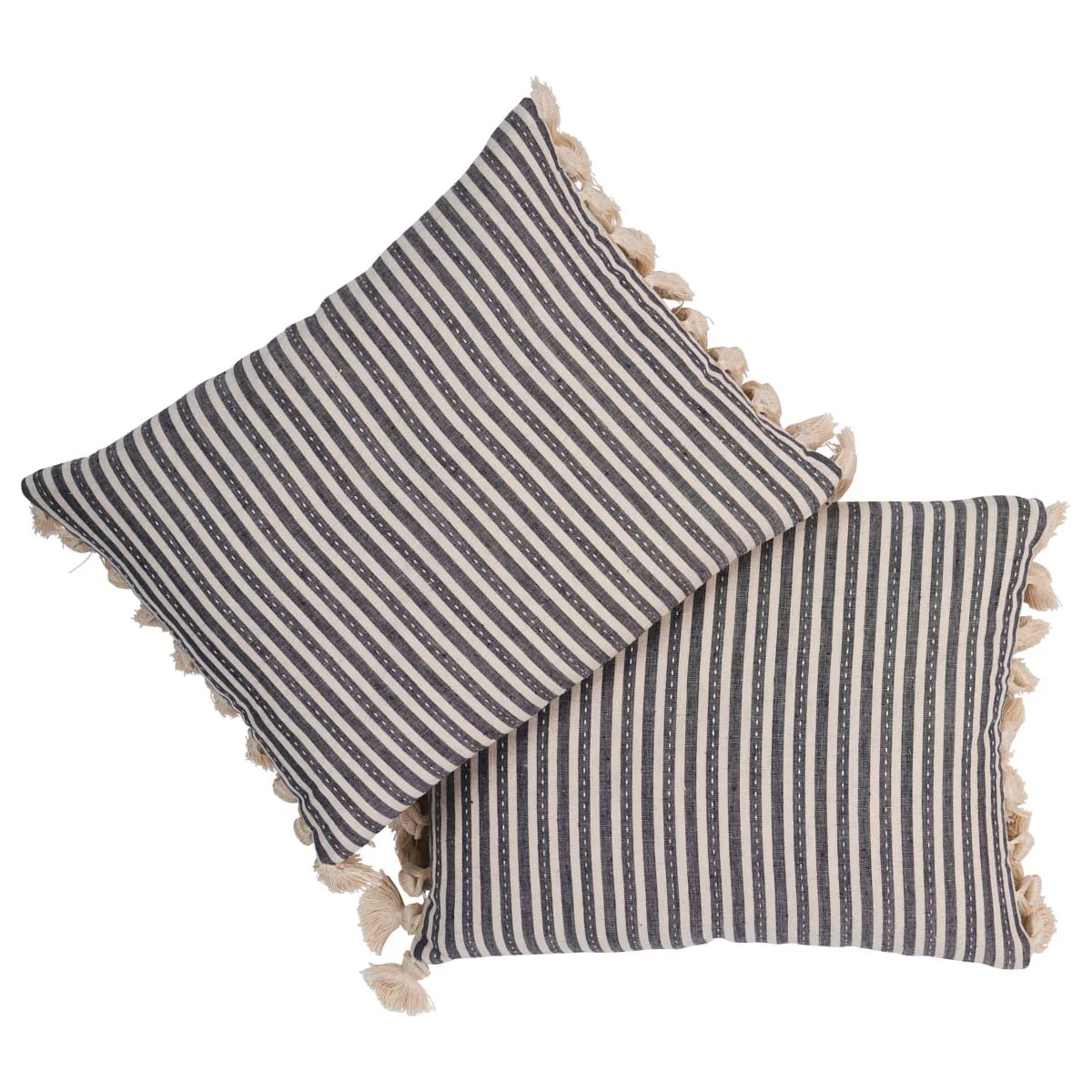 Schumacher Carbon 16" X 12" Mathis Ticking Stripe Pillow - Image 2