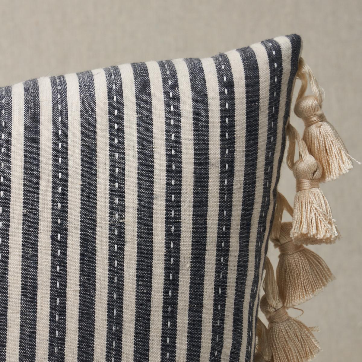 Schumacher Carbon 16" X 12" Mathis Ticking Stripe Pillow - Image 3