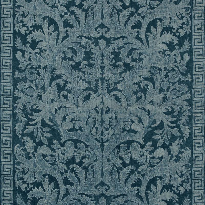 Schumacher Carlotta Velvet Damask Indigo Fabric