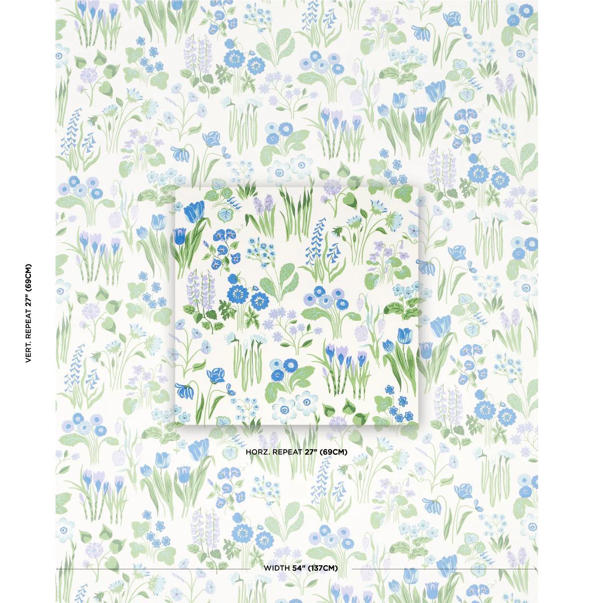 Schumacher Carly Blue Bell Fabric - Image 2