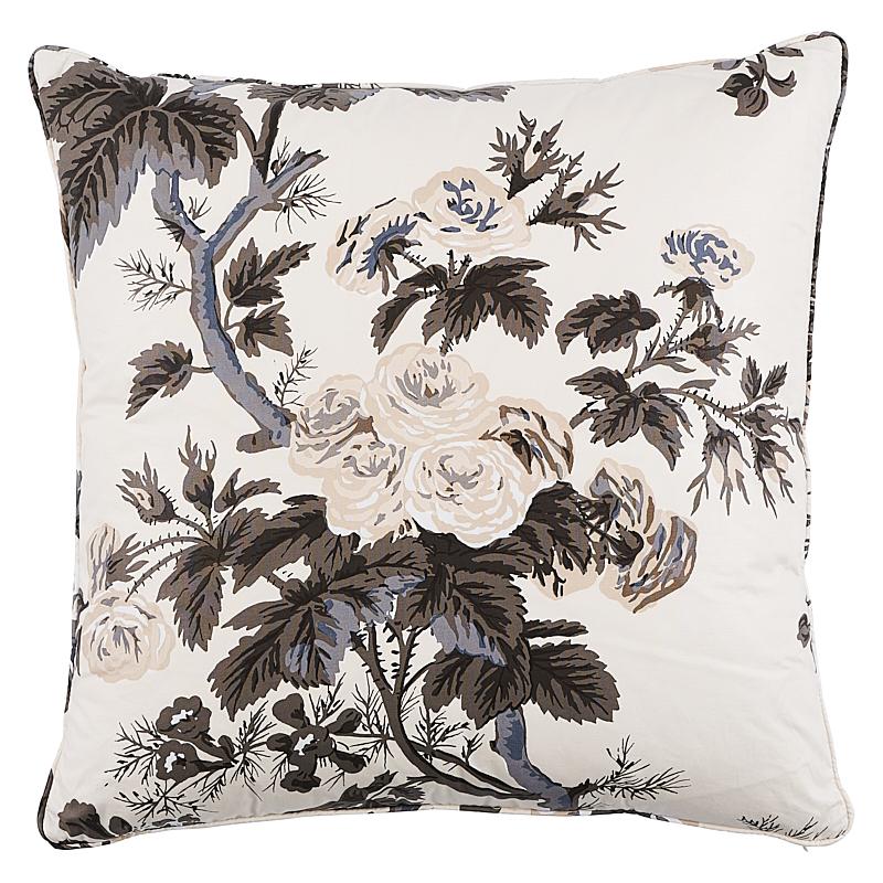Schumacher Charcoal 22" X 22" Pyne Hollyhock Pillow - Image 2