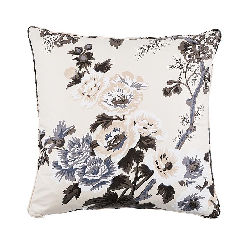Schumacher Charcoal 22" X 22" Pyne Hollyhock Pillow - Image 3