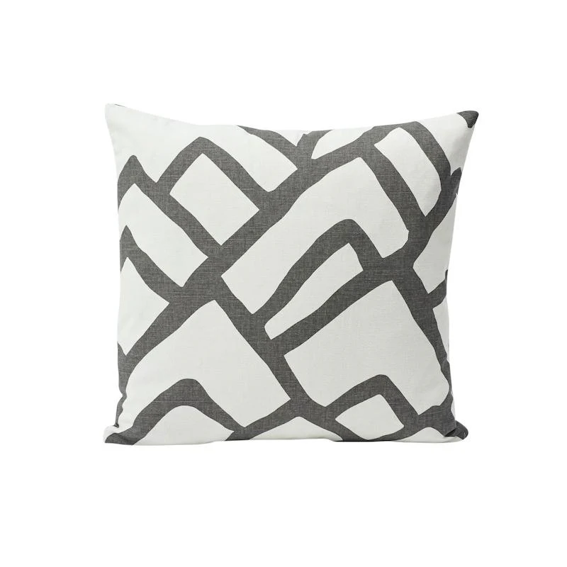 Schumacher Charcoal & White 18" X 18" Zimba Pillow