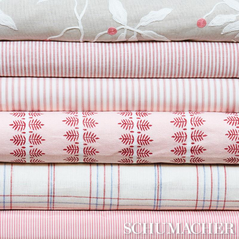 Schumacher Charee Silk Stripe Red Fabric - Image 3