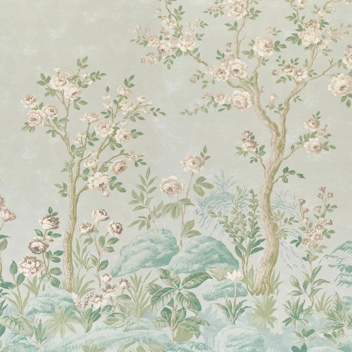 Schumacher Charlotte'S Garden 2 Panel Set Celadon Wallpaper - Image 3