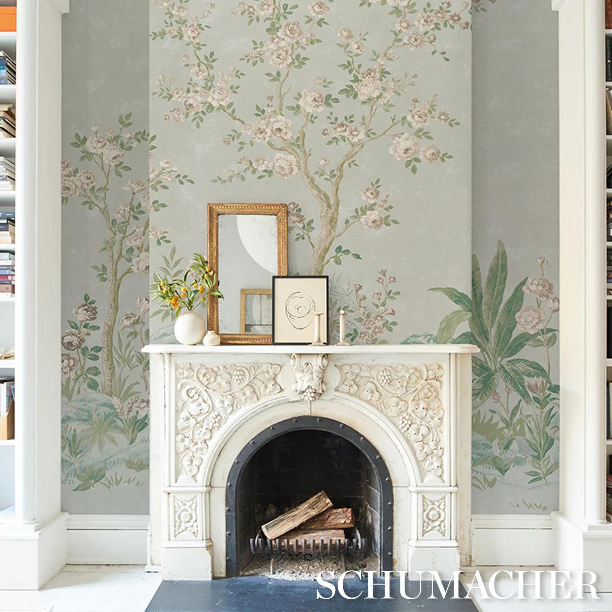 Schumacher Charlotte'S Garden 2 Panel Set Celadon Wallpaper - Image 7