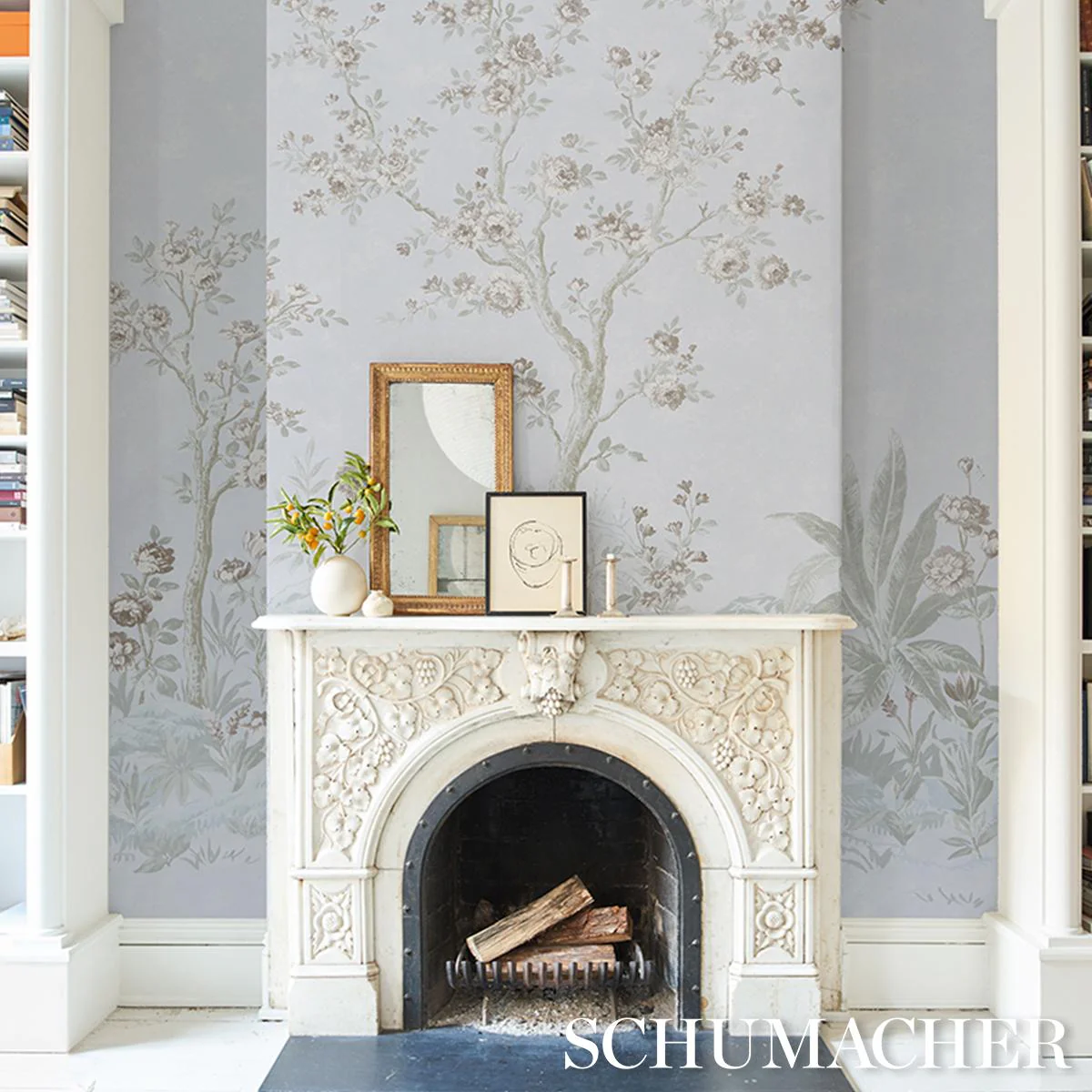 Schumacher Charlotte'S Garden 2 Panel Set Periwinkle Wallpaper - Image 7
