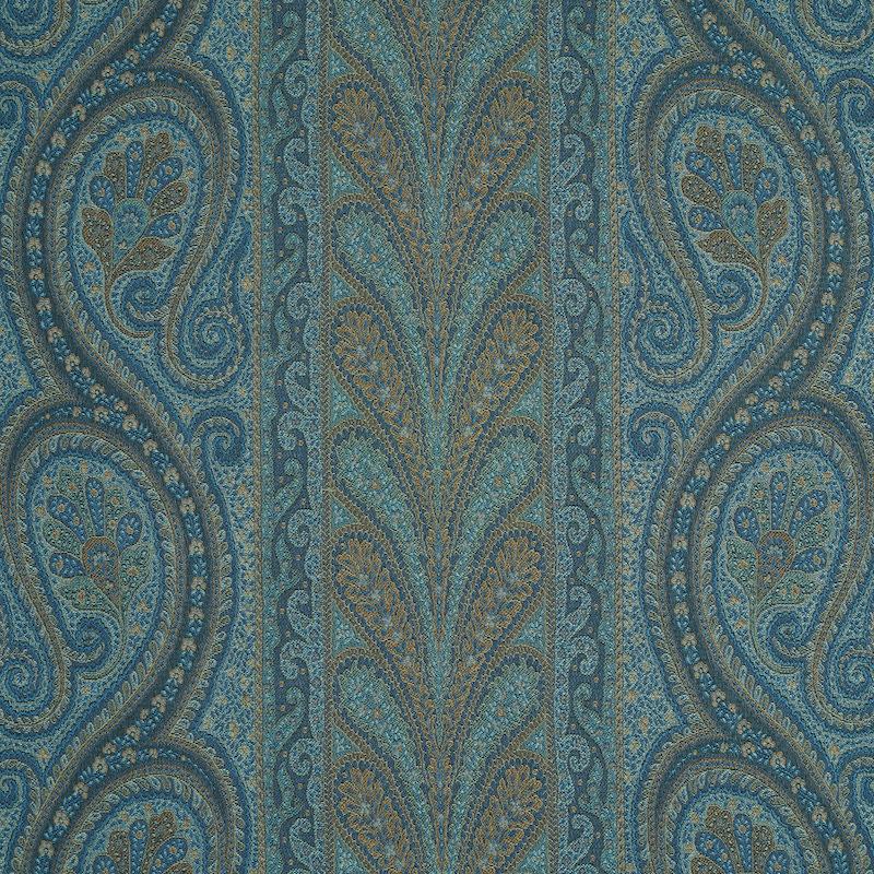 Schumacher Chatelaine Paisley Blue Fabric - Image 3