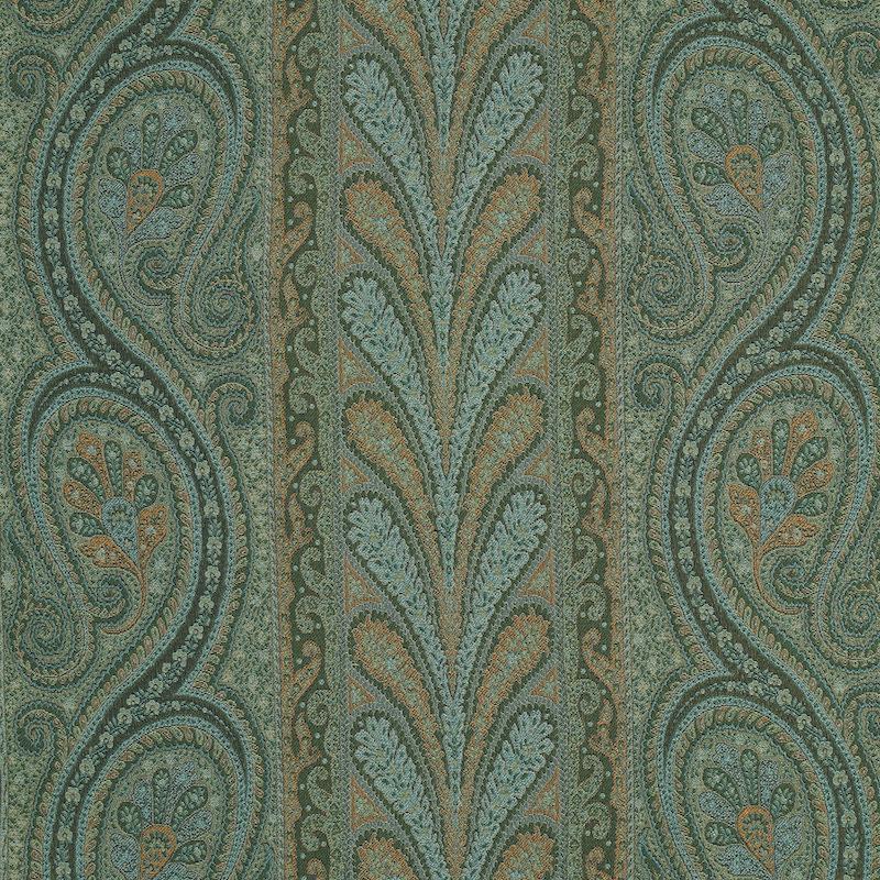 Schumacher Chatelaine Paisley Jade Fabric - Image 3