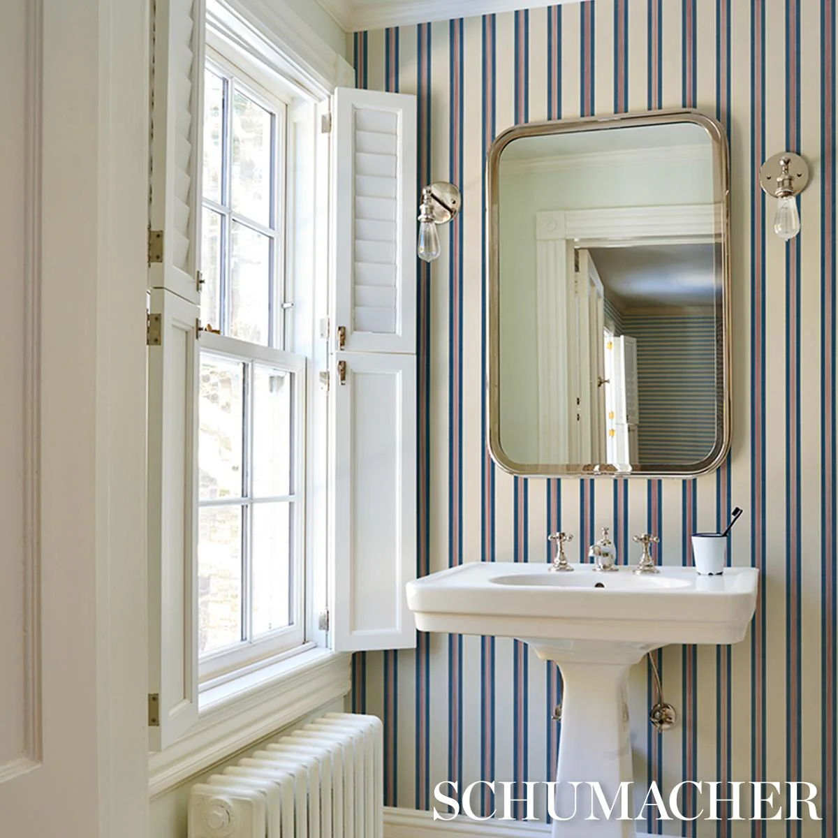 Schumacher Chatham Stripe Americana Wallpaper - Image 5