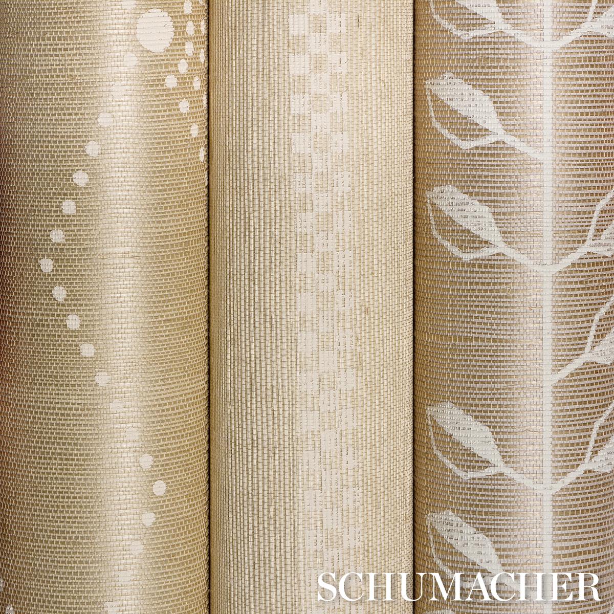 Schumacher Checkered Stripe Sisal Birch Wallpaper - Image 6