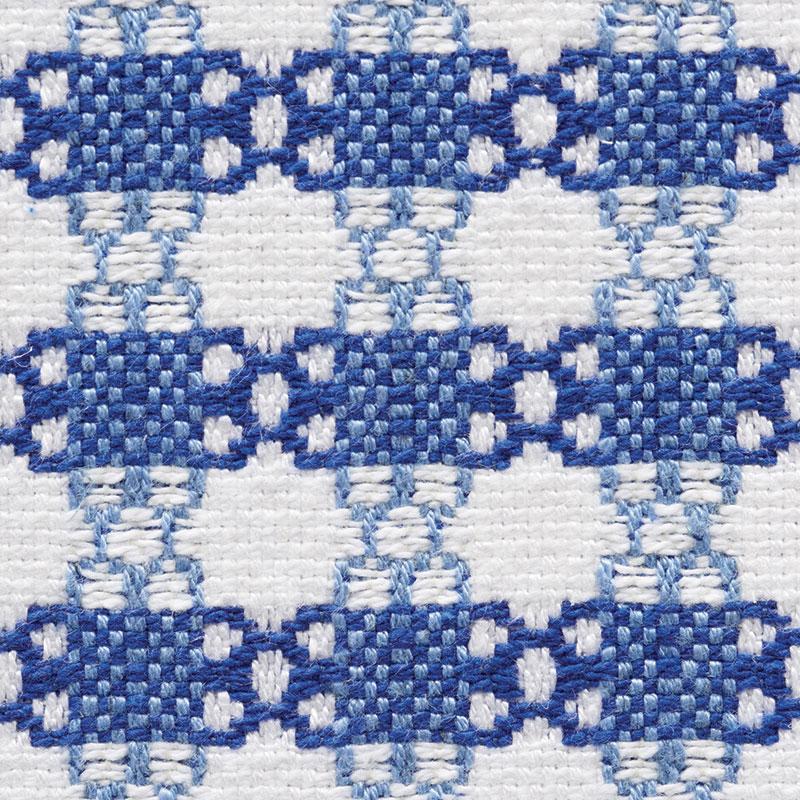 Schumacher Checkmate Blue Fabric - Image 3